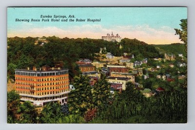Eureka Springs AR-Arkansas, Aerial Basin Park Hotel, Advertise Vintage Postcard