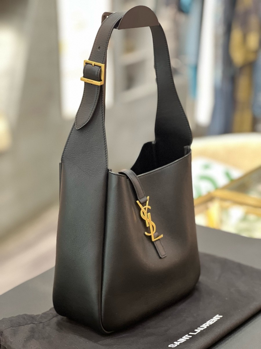Saint Laurent Small Black Grainy Hobo Shoulder Bag For Women | eBay