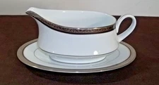 Noritake Contemporary Regent Platinum 4333 Gravy Boat & Underplate