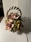 Capidimonte Bouquet 5 Roses Made Italy Porcelain Flowers 8” Round/high Chipped — photo 2