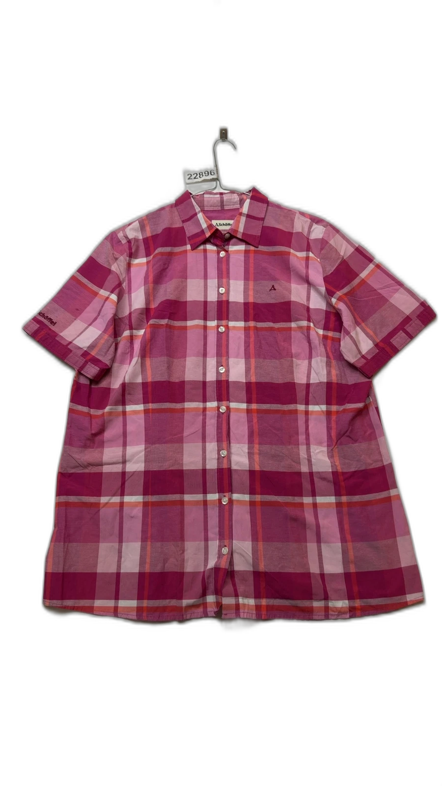Schöffel Pink Check Classic Casual Shirt Womans Outdoor Hiking Size 44