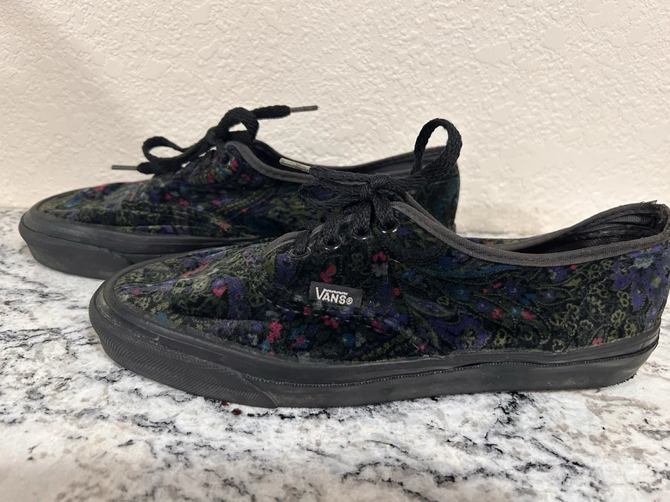 Vans Velvet Floral Paisley Old Skool Low Top Sneakers Women Size 10 READ - Image 4 of 4