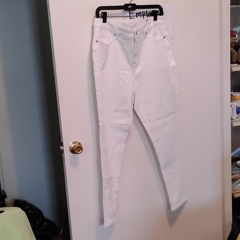 Style & Co. Women's White Skinny Mid Rise Denim Jeans 5-Pocket Size 14