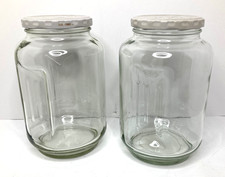 Clear Glass Gripper Jars 50 oz / 1.5L with Twist off Lids for Storage Set of 2