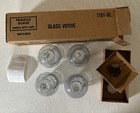 Set/4 Homco Pegged Votive Cup Holder Blue Celeste Glass Candle W/Grommet NIB
