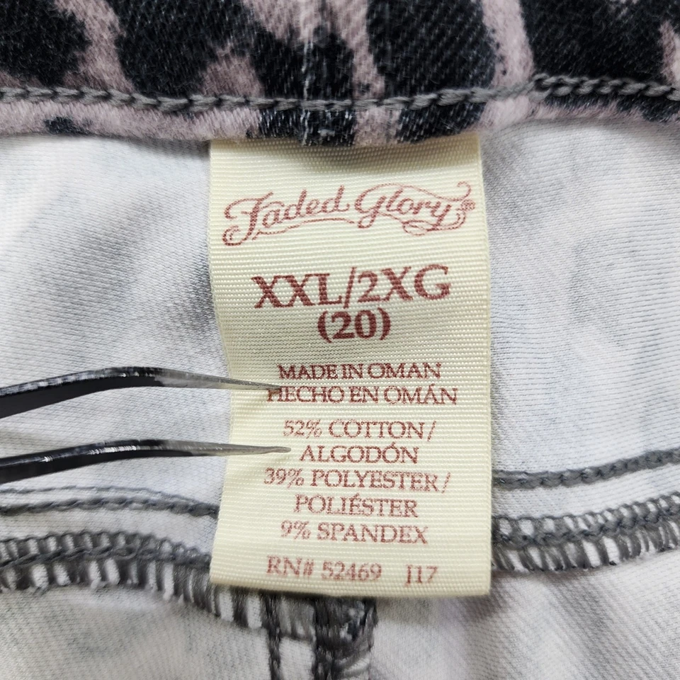Faded Glory Jeans Womens XXL Black Tan Animal Print Jegging Skinny Pull On  - Image 4 of 4