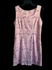 Vintage Weathervane Floral Sleeveless Mini Dress Size 11 Pink Spring Cottagecore