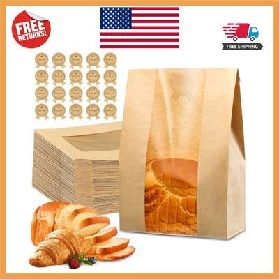 50% Thicker 25 Pcs Bread Bags with Cute Stickers - Versatile Bakery Solution