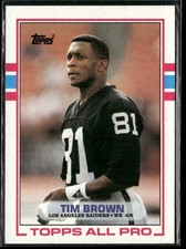 1989 Topps #265 Tim Brown Rookie Card RC Raiders Notre Dame NM-MT. rookie card picture