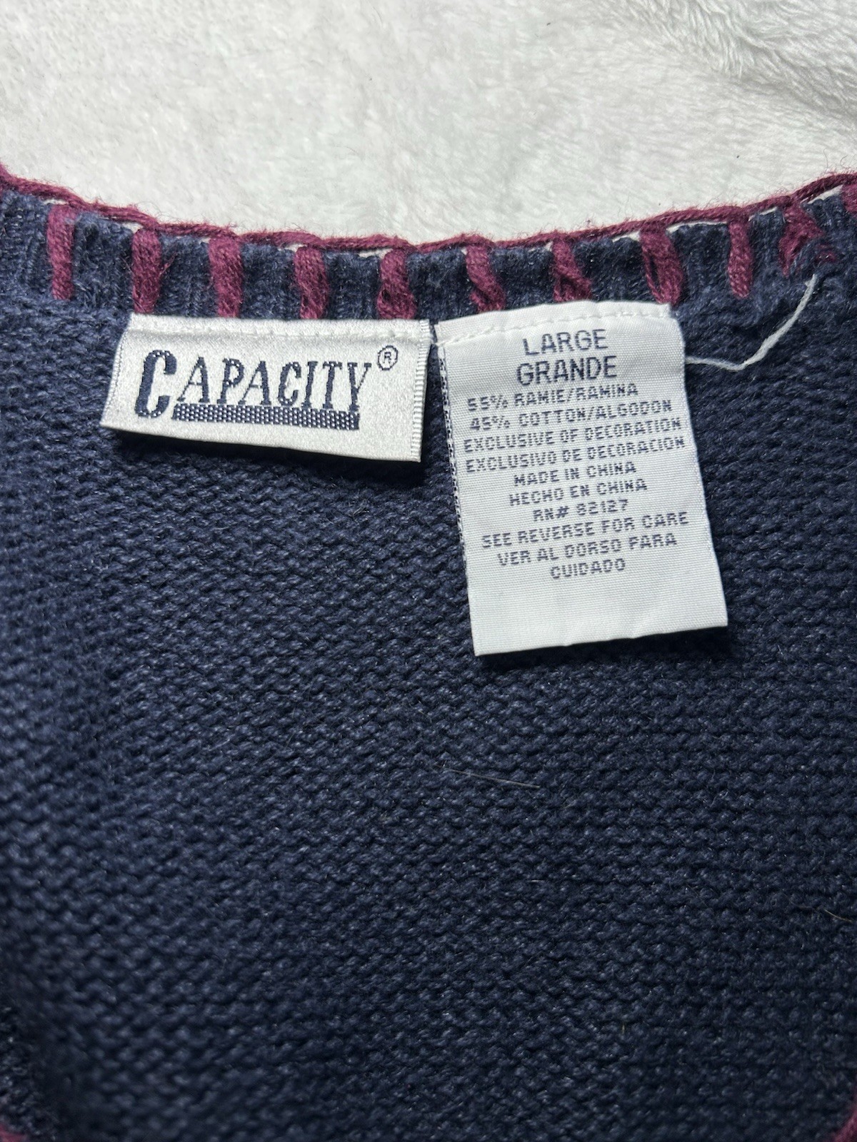 Capacity Holiday Patchwork Sweater Vest Large Nav… - image 3