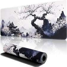Japanese Sakura Gaming Mouse Pad, Anime Keyboard 31.5" x 11.8", 