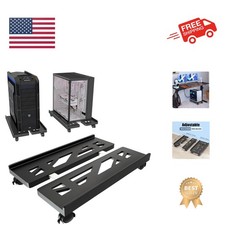 Effortless Assembly Computer Tower Stand - Adjustable Mobile Stand with Wheels