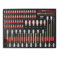 Werkzeugset Werkzeugeinlage Werkzeug 102 Tlg. Stecknuss & Bit Satz 51X40X4Cm Rot