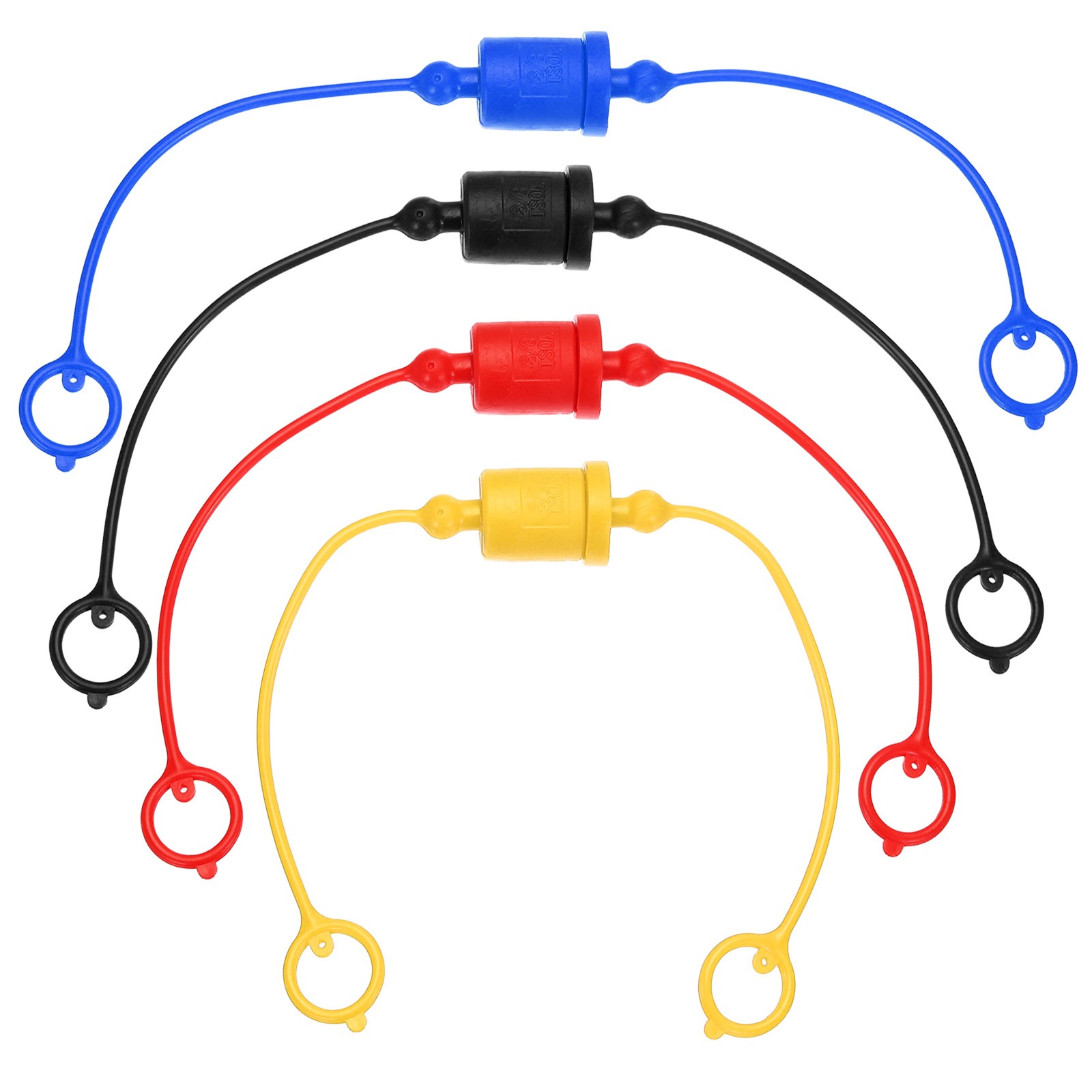 4Pcs/Set Rubber Hydraulic Coupler Dust Cap 1/2" ISO A, Yellow/Red/Blue/Black