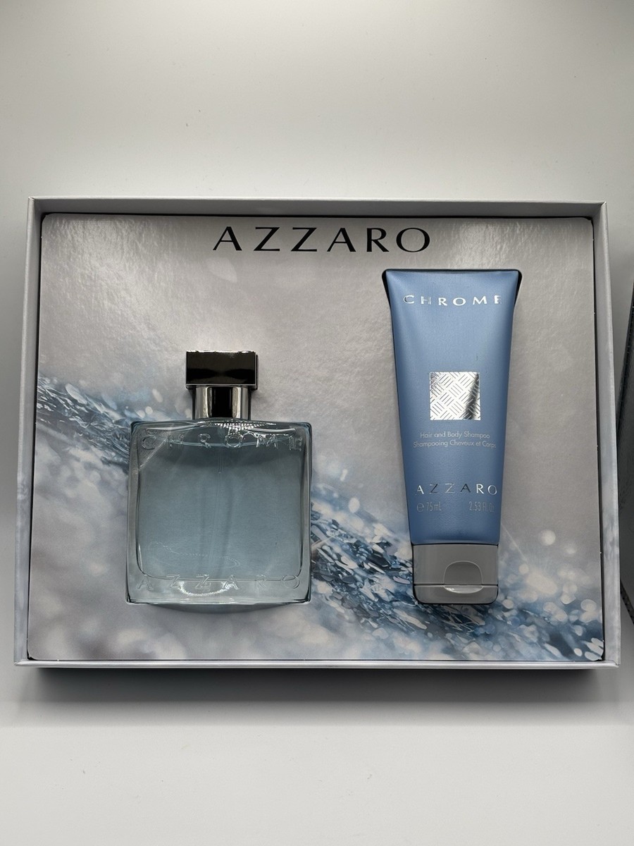 Azzaro Chrome 2 Pc Gift Set EDT 50ml Spray + 75ml Body Shampoo Men