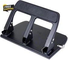 Heavy Duty 3 Hole Punch with Padded Handle, 40-Sheet Capacity, Black