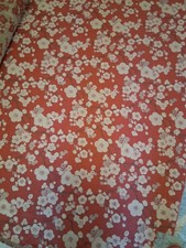 6 Yds Cherry Blossum Upholstery Fabric, Red/Ivory/Brown, 58" Wide, BTY or Whole