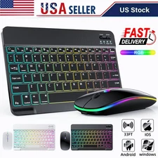 RGB Keyboard and Mouse Combo Multi-Device Wireless for iPad, PC, and Laptop US