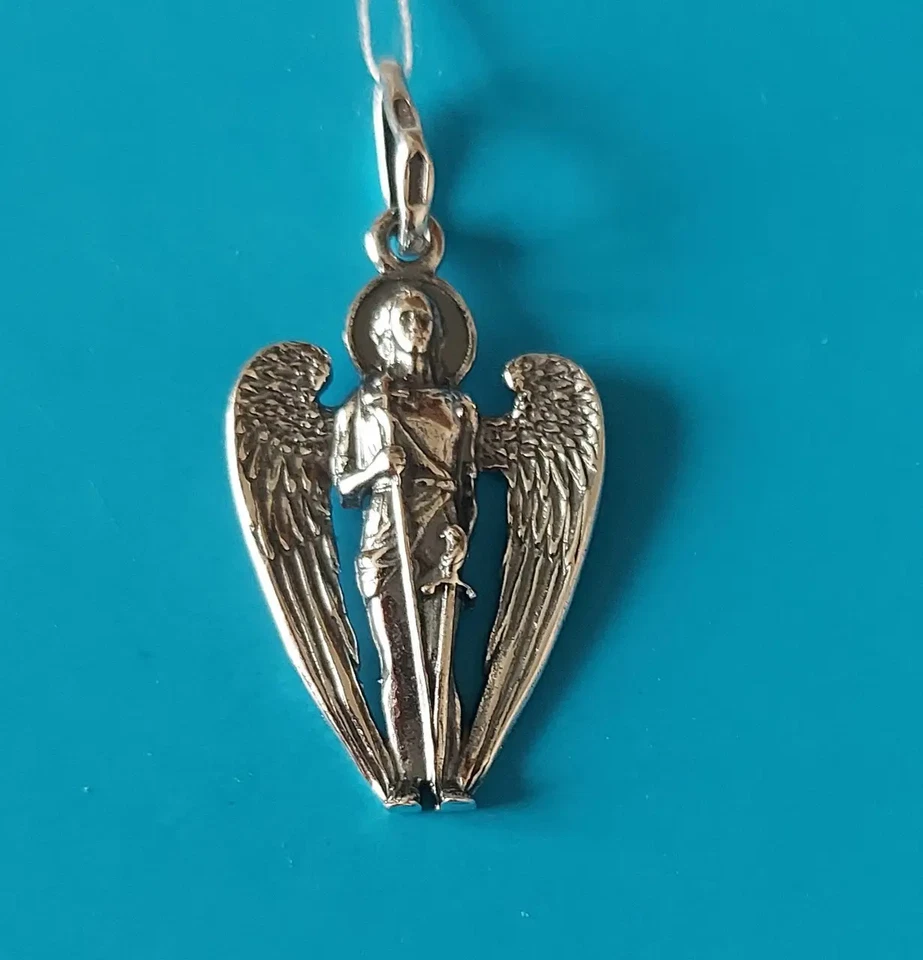 Винтажный кулон ангел-хранитель из стерлингового серебра 925 пробы с духовной защитой ювелирный предмет - Изображение 3 из 3