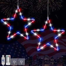 2 Pack Red White Blue 4th of July Decorations Patriotic String Lights Set Set