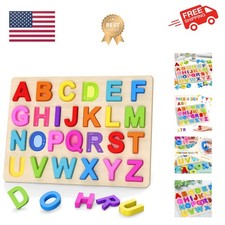 Alphabet Puzzles, Wooden Puzzles for Toddlers, ABC Shape Puzzles for Kids, Pr...