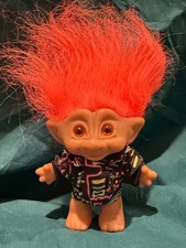 Vintage Ace Novelty Treasure Troll Orange Hair And Belly Jewel Gem  5  Nice 