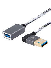 Short USB 3.0 Extension Cable Right Angle 1FT, 90 Degree Male to Female Extender
