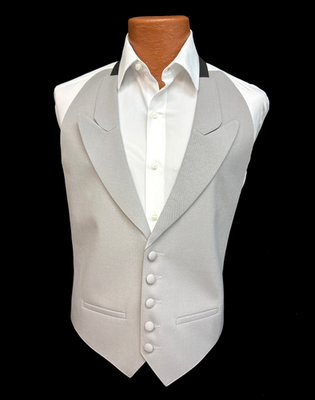 Boys Grey Wool Tuxedo Vest Peak Lapels Adjustable Back Made in USA Size  Medium