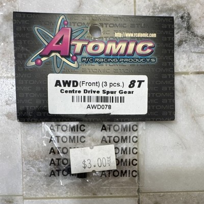 Atomic AWD Front 8T Centre Drive Spur Gear (3pcs) 1:28 Electric Cars AWD078