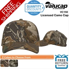 🔥 Valucap Men Licensed Camo Cap Hat six-panel, mid-profile Snapback VC150