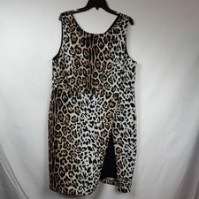 Cato Womens Brown Black Cheetah Animal Print Sheath Dress Sz 20W