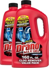 Drano Max Gel Drain Clog Remover and Cleaner for Shower 80 Oz Pack of 2
