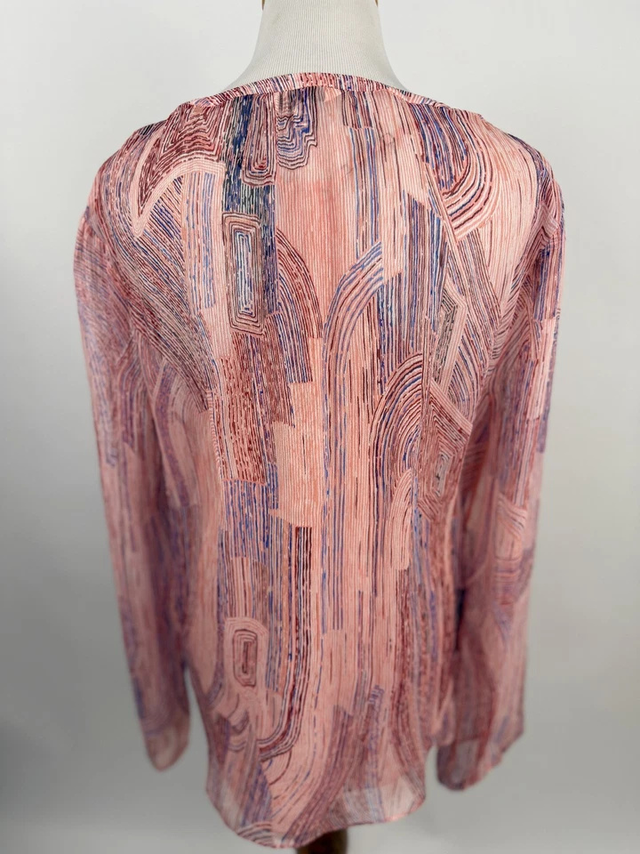 JOIE Blusa Rosa Rayas Seda Transparente con Camisola Para Mujer S Foto 3 de 4
