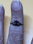 Sterling Silver 925 Purple Stone Ring Bow Vintage Sz 7.5 NR