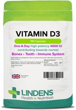 Vitamin D3 4000IU High Strength  360 Capsules Soft gels Lindens