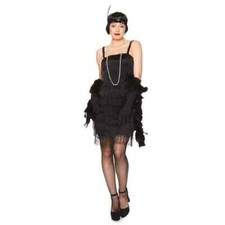 Ladies 1920s Black Flapper Dress Costume