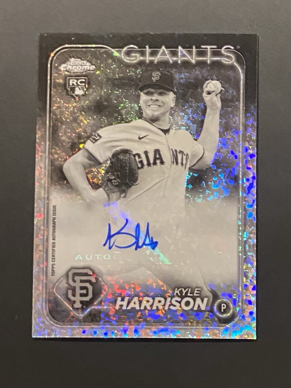 2024 Topps Chrome Update Kyle Harrison Rookie Black & White Mini Diamond auto