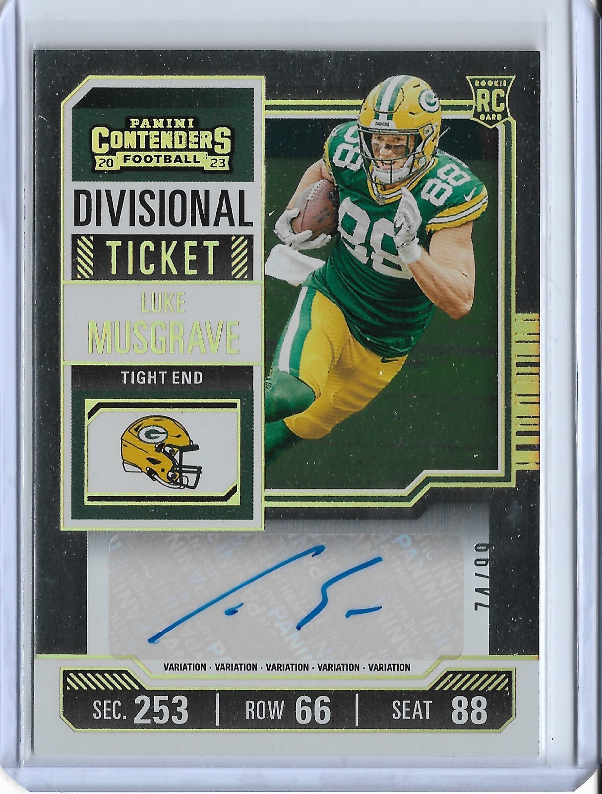 2023 Panini Contenders Luke Musgrave Divisional Ticket Variation Auto RC 74/99