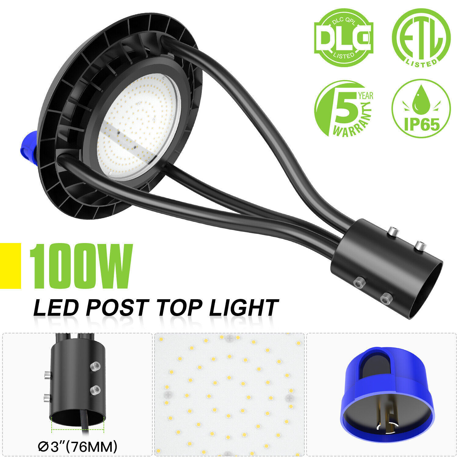 Energy-Efficient 100W LED Dusk to Dawn Outdoor Street Garden Pathway Yard Parking Lot Lamp