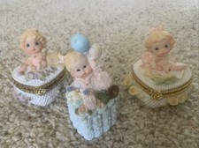 set of 3 Vintage Baby Trinket Boxes