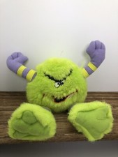 Original Silly Slammers 6 Beanbag Stuffed Plush Green Hairy Monster Toy 1988