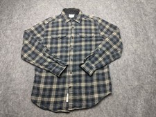 Field and Stream Shirt Mens Medium Blue Green Plaid Flannel Button Up Outdoors
