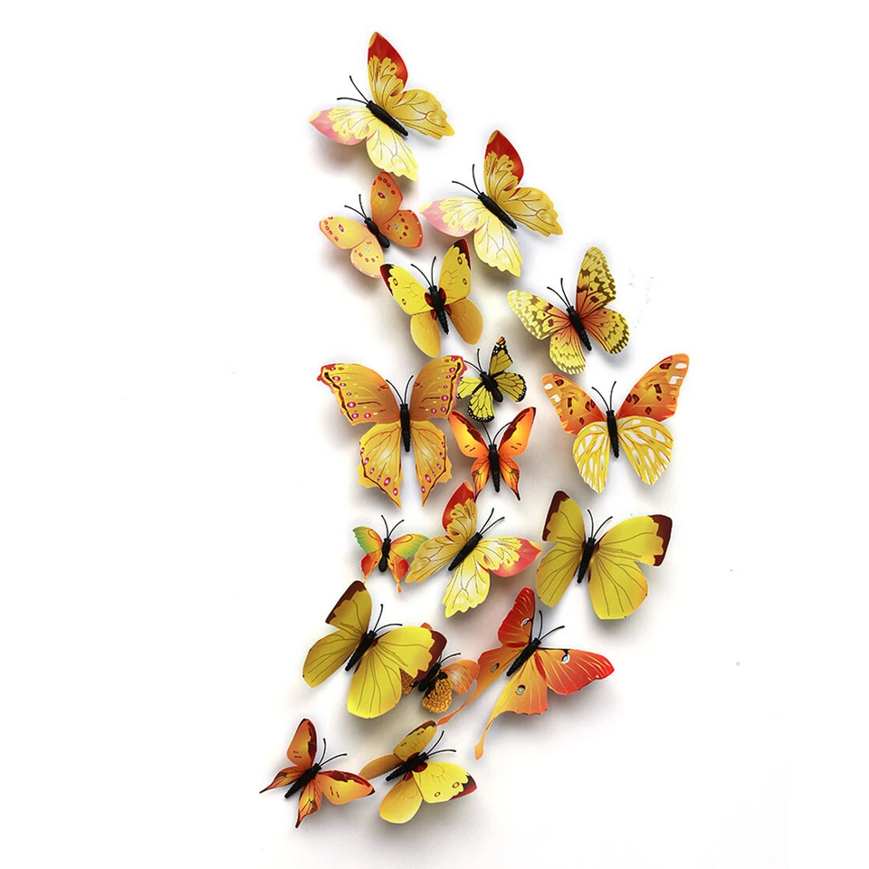 12Pcs 3D Butterfly Wall Stickers Removable Mural Decals DIY Art Home Decoration☾ - Image 4 of 4