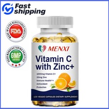 Vitamin C  Zinc Capsules 1000mg Supplement Complex Vegetarian Immune Booster