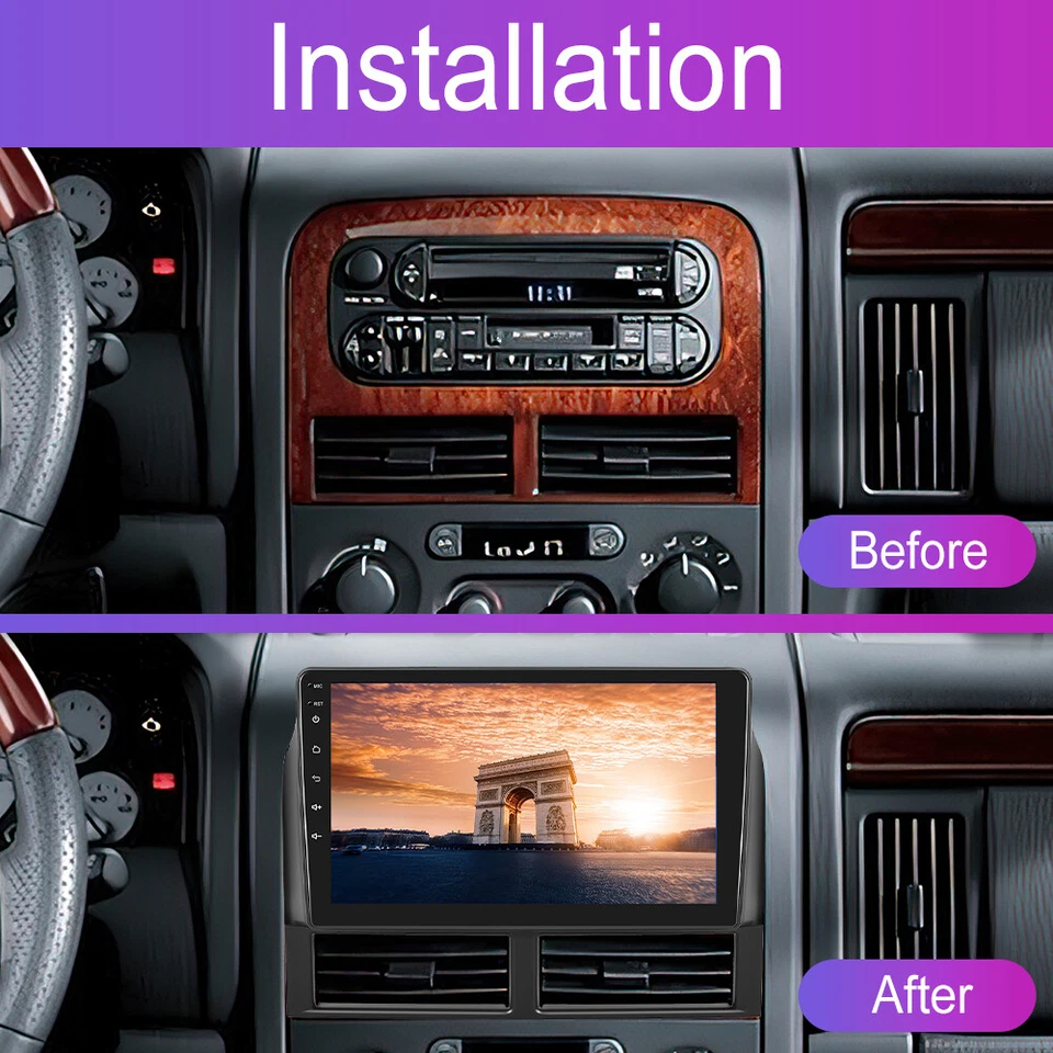 For Jeep Grand Cherokee 1999-2004 Apple Carplay Car Stereo Radio Android 15 Navi — 第 3/4 张图片
