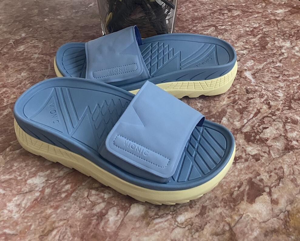 New Vionic Rejuvenate Unisex Recovery Blue Slide Sandals Men's 9.5/Women 11