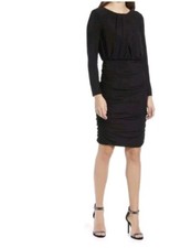 Eliza J. Purple Jersey Ruched Midi Dress Long Sleeve  Women's Size 14 Purple