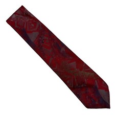Vintage Wembley Red Gray Abstract Design Neck Tie Necktie 100% Polyester Men's