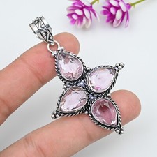 Pretty Amethyst Gemstone Pendant 925 Sterling Silver Handmade Jewelry For Sister