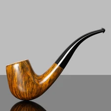 MUXIANG Briar Wood Smooth Tobacco Pipe Classic Billiard Pipe Bent Vulcanite Stem